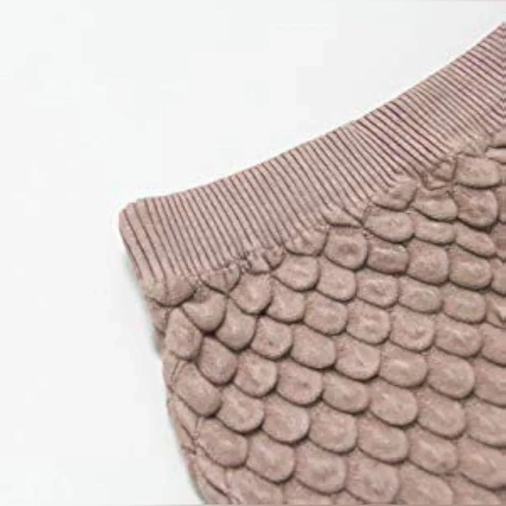 Tyche Taupe 3D Textured Knit Mini Skirt – One Size